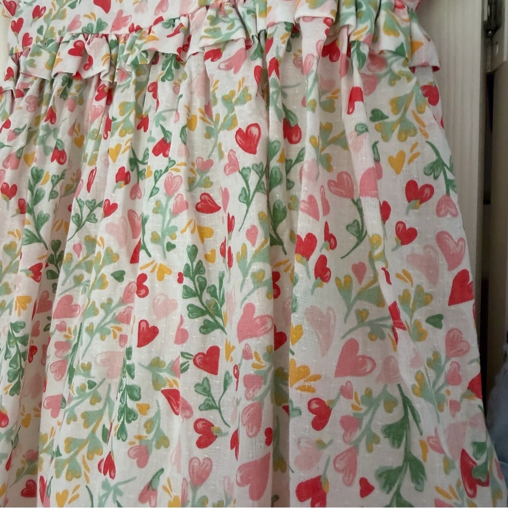 Girls Floral Heart Print and Bluet Dresses - Pink & Blue - Picture 4 of 7